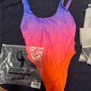 Ladies Gradient One Piece Swimsuit - Purple and Orange
